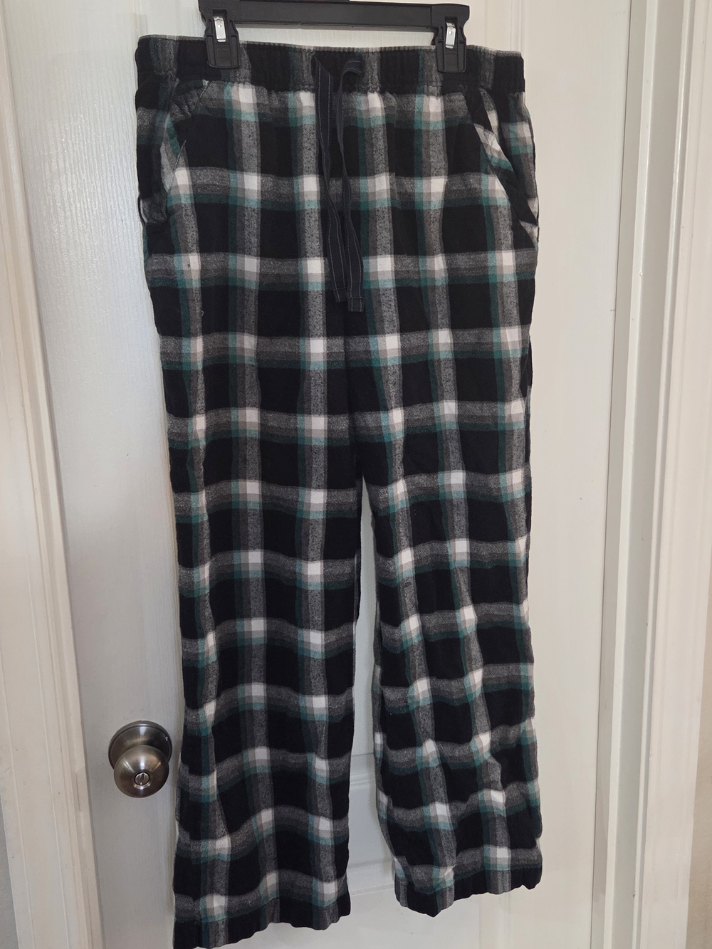 Mens Sleep Sense Black/green Plaid Flannel Pajama Pants Portugese Flannel Sz S